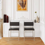 Industrial Open Back Faux Leather Upholstered Dining Chair