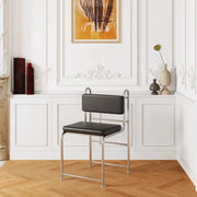 Industrial Open Back Faux Leather Upholstered Dining Chair