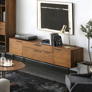 Industrial Rectangular Wood Living Room TV Stand Brown