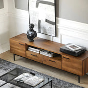Industrial Rectangular Wood Living Room TV Stand Brown