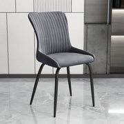 Industrial Solid Back Upholstered Dining Chair with Metal Legs