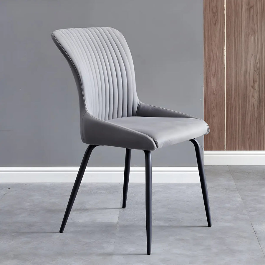 Industrial Solid Back Upholstered Dining Chair with Metal Legs
