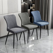 Industrial Solid Back Upholstered Dining Chair with Metal Legs