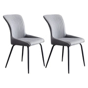Industrial Solid Back Upholstered Dining Chair with Metal Legs