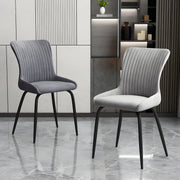 Industrial Solid Back Upholstered Dining Chair with Metal Legs