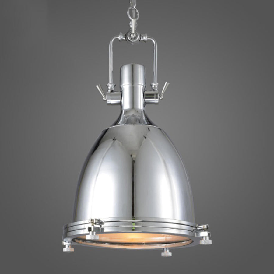Industrial Steampunk White Glass Dome Pendant Light