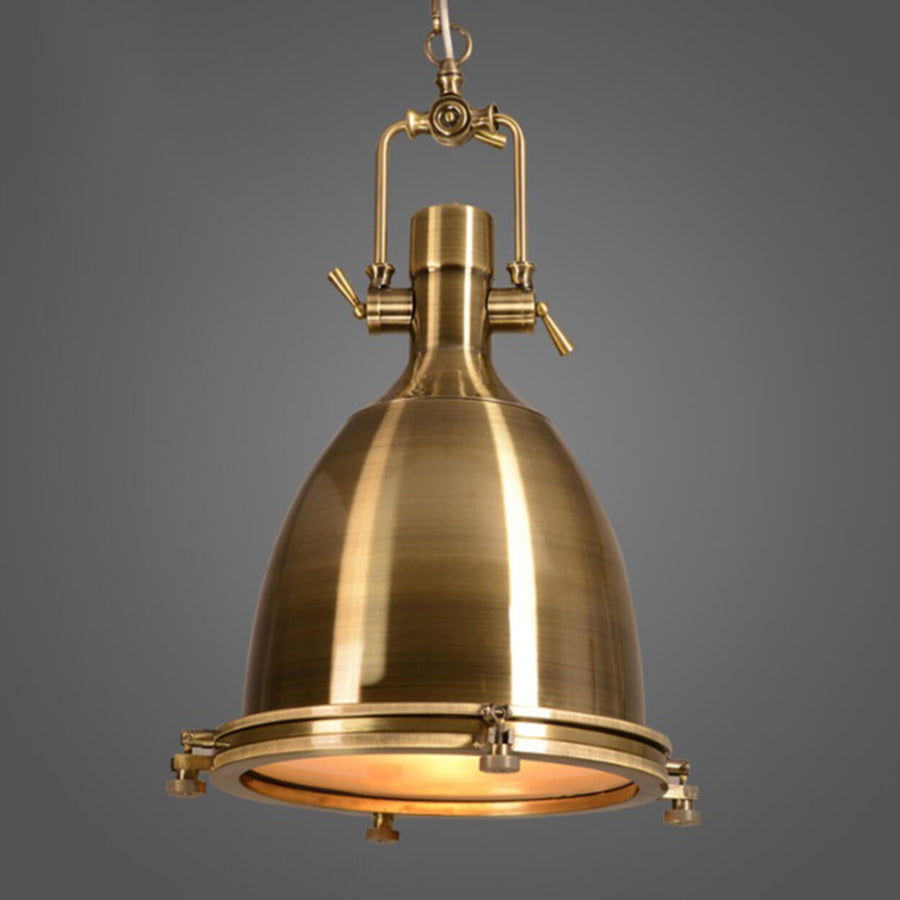 Industrial Steampunk White Glass Dome Pendant Light