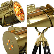 Industrial Tripod Metal Rotatable Gold LED Floor Lamp