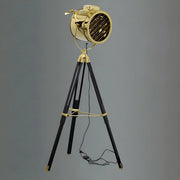 Industrial Tripod Metal Rotatable Gold LED Floor Lamp