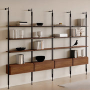 Industrial Wall-Mounted Wood Metal Vertical Bookshelf