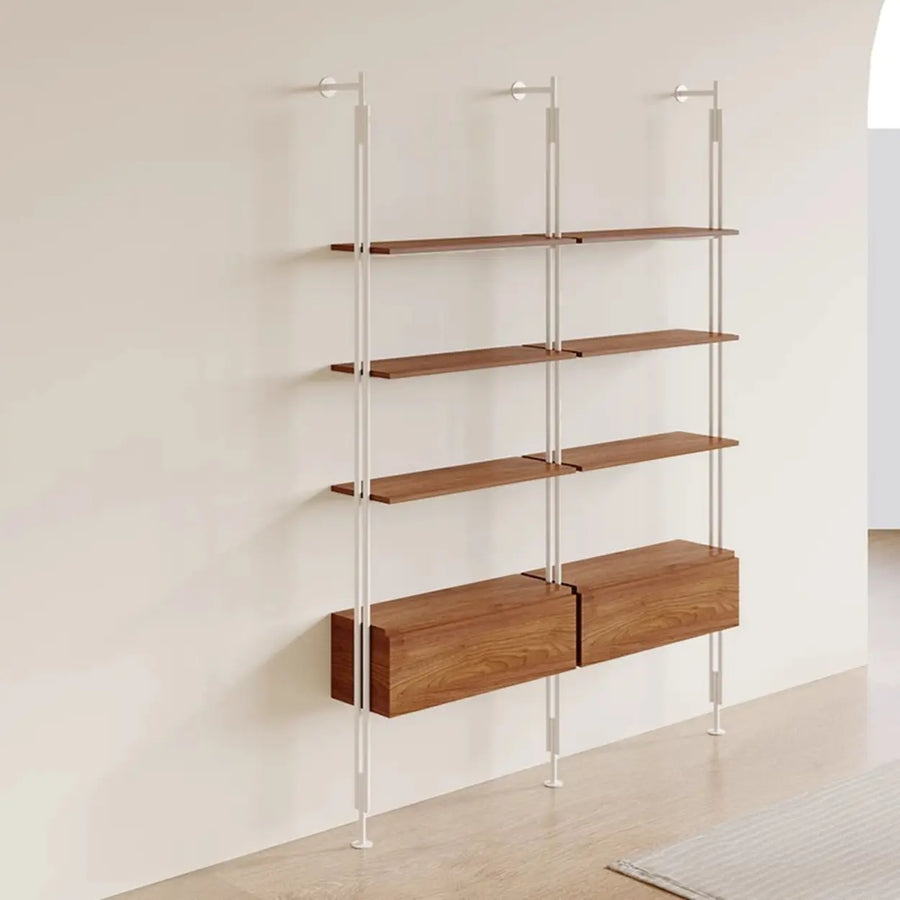 Industrial Wall-Mounted Wood Metal Vertical Bookshelf