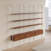 Industrial Wall-Mounted Wood Metal Vertical Bookshelf