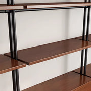 Industrial Wall-Mounted Wood Metal Vertical Bookshelf