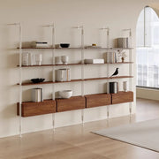 Industrial Wall-Mounted Wood Metal Vertical Bookshelf