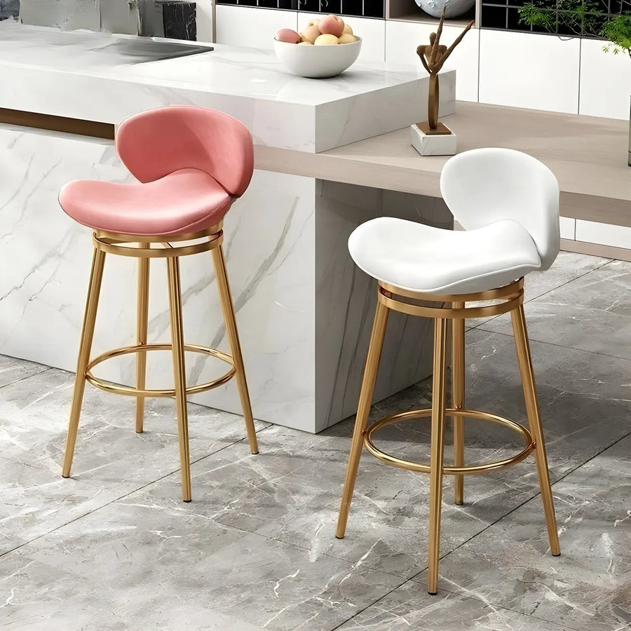 Iron Frame Curved Fabric Bucket Seating Bar Stools