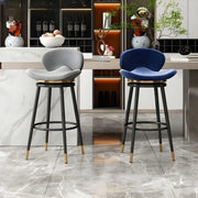 Iron Frame Curved Fabric Bucket Seating Bar Stools