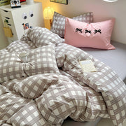 Kawaii Plaid Print Bedding Set