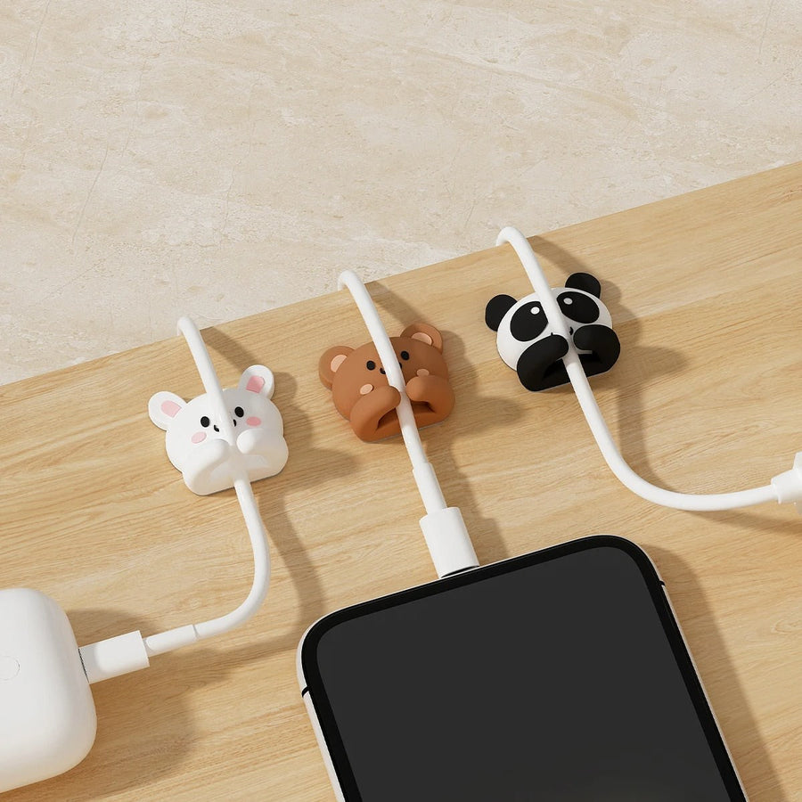 Kawaii Brown Bear Cable Organizer Clips (Set of 2)
