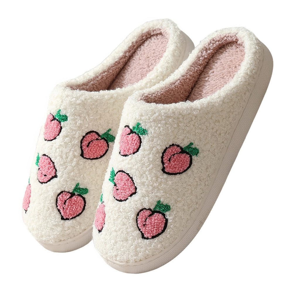 Kawaii Peaches Soft Plush House Slippers