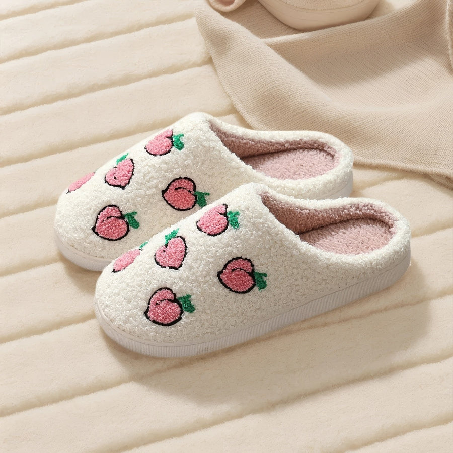 Kawaii Peaches Soft Plush House Slippers