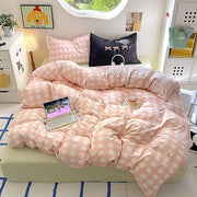Kawaii Plaid Print Bedding Set