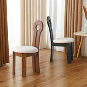 Key Slat Back Sherpa Curved Wood Side Dining Chair Black