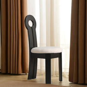 Key Slat Back Sherpa Curved Wood Side Dining Chair Black