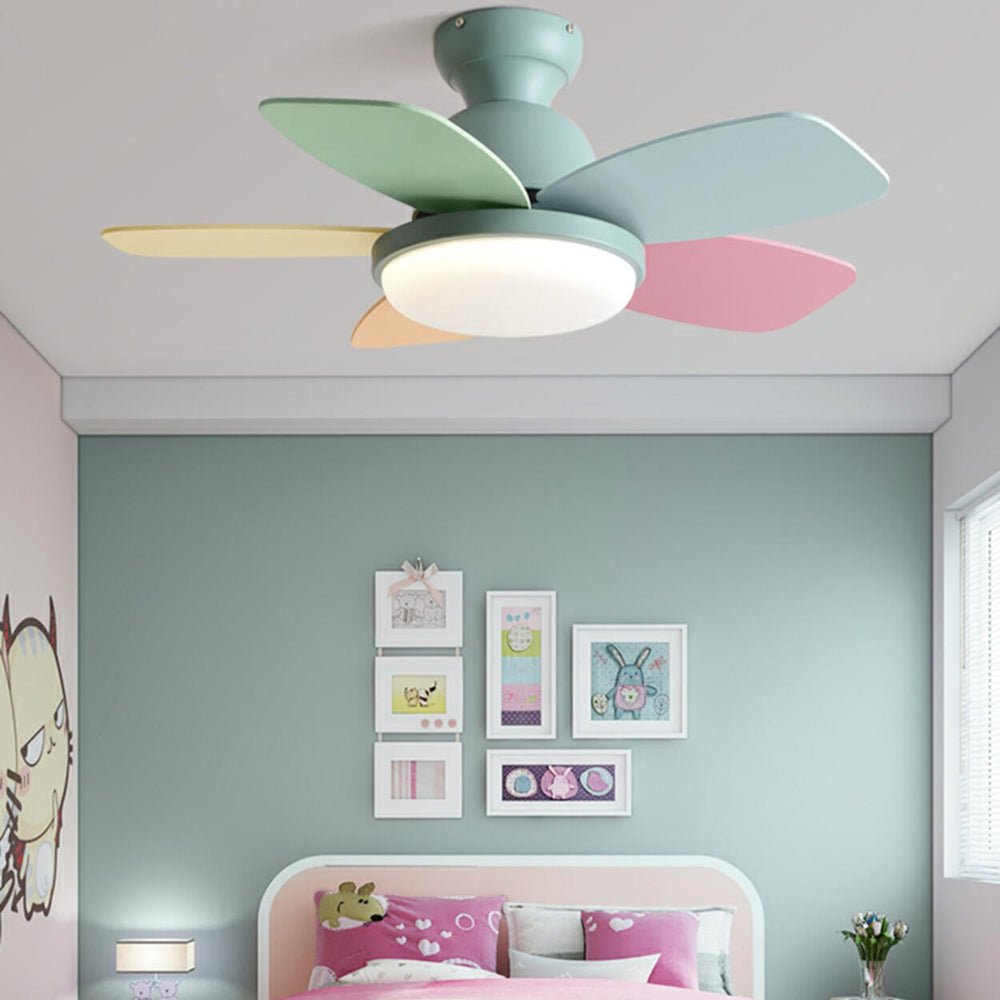 Kids Room 5 Multicolored Blades LED Ceiling Fan Light