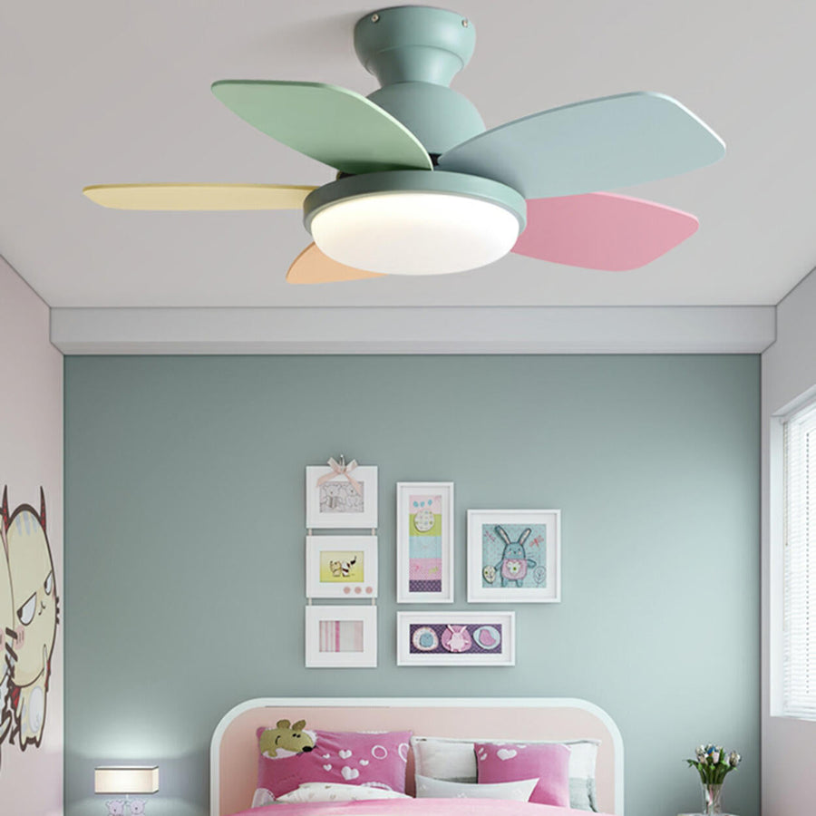 Kids Room 5 Multicolored Blades LED Ceiling Fan Light