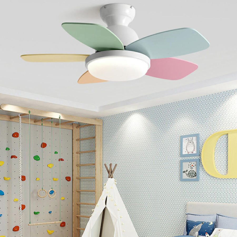 Kids Room 5 Multicolored Blades LED Ceiling Fan Light