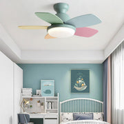 Kids Room 5 Multicolored Blades LED Ceiling Fan Light