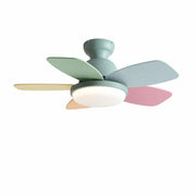 Kids Room 5 Multicolored Blades LED Ceiling Fan Light