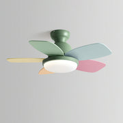 Kids Room 5 Multicolored Blades LED Ceiling Fan Light