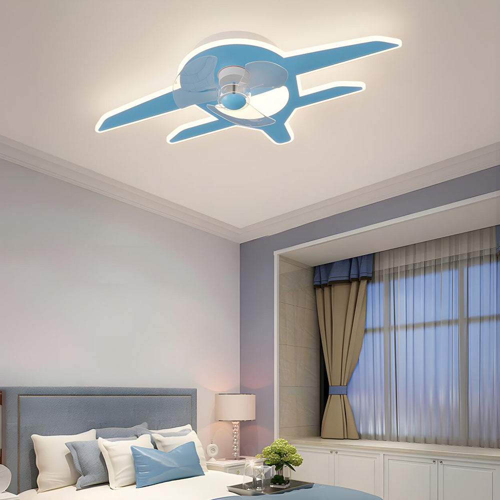 Kids Room Cartoon Whale Ceiling Fan with LED Light