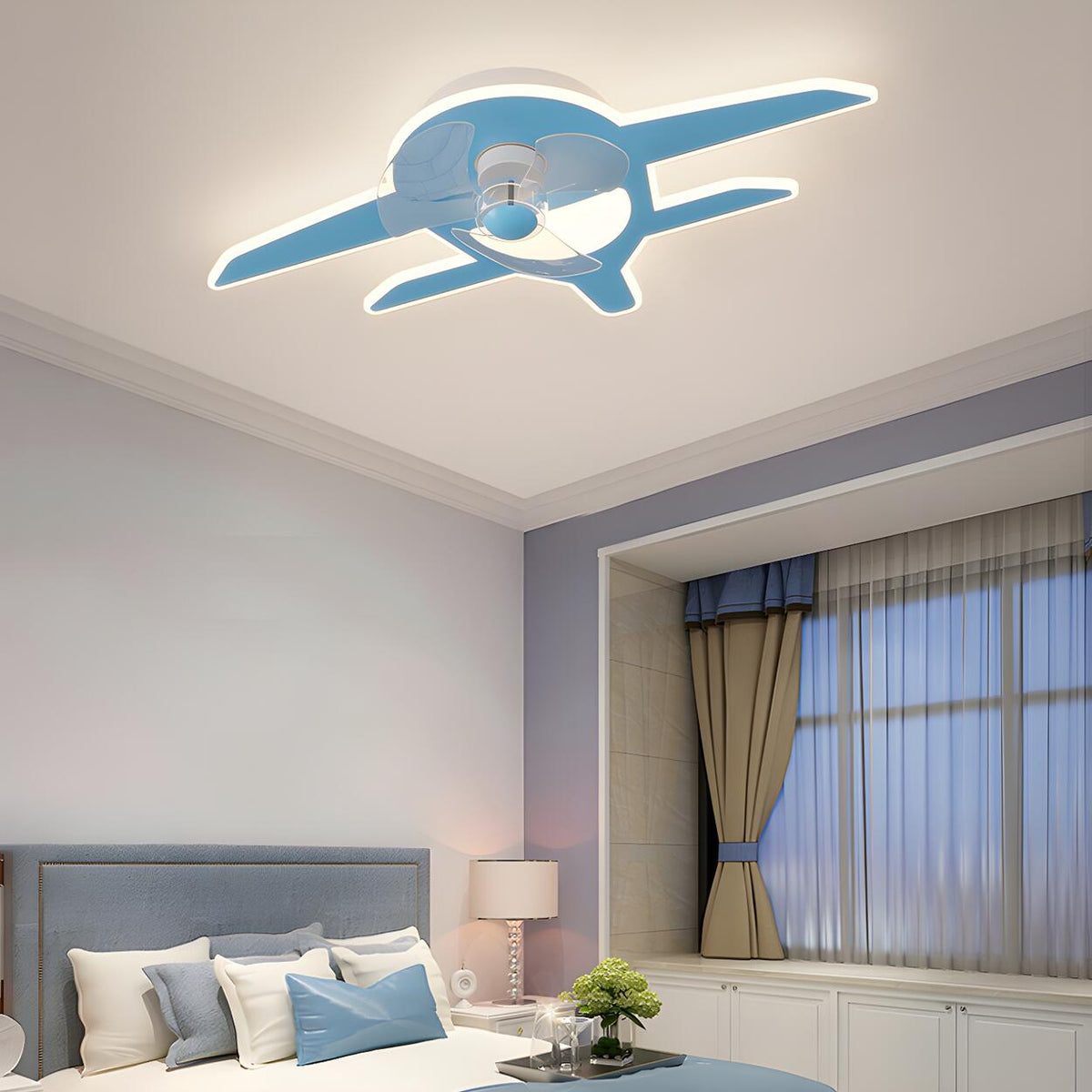 Kids Room Cartoon Whale Ceiling Fan with LED Light