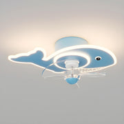 Kids Room Cartoon Whale Ceiling Fan with LED Light