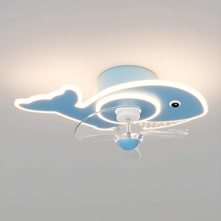 Kids Room Cartoon Whale Ceiling Fan with LED Light