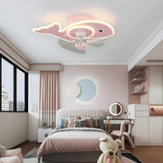 Kids Room Cartoon Whale Ceiling Fan with LED Light