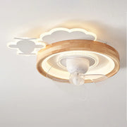 Kids Room Cloud Wood Flush Ceiling Fan with LED Light