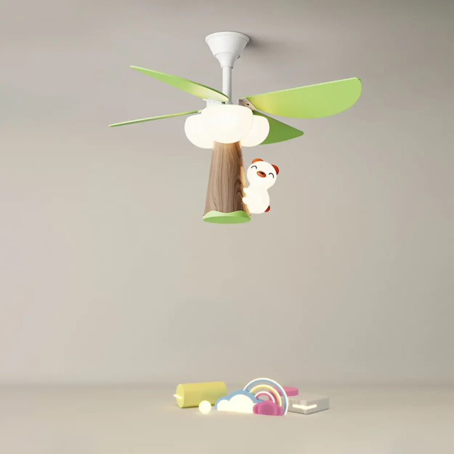 Kids Room Cute Green 4 Blades Ceiling Fan with Light