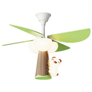 Kids Room Cute Green 4 Blades Ceiling Fan with Light