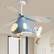 Kids Room Cute Helicopter LED Ceiling Fan with Light