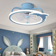 Kids Room Elegant Semi-Flush Dolphin Ceiling Fan Light
