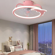 Kids Room Elegant Semi-Flush Dolphin Ceiling Fan Light