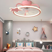 Kids Room Elegant Semi-Flush Dolphin Ceiling Fan Light