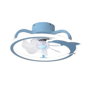 Kids Room Elegant Semi-Flush Dolphin Ceiling Fan Light