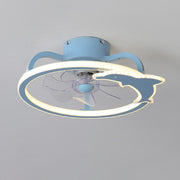 Kids Room Elegant Semi-Flush Dolphin Ceiling Fan Light