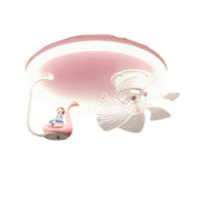 Kids Room Pink Cute Round Ceiling Fan with LED Light