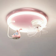 Kids Room Pink Cute Round Ceiling Fan with LED Light