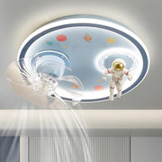 Kids Room Round 8-Blade Space Themed Ceiling Fan Light